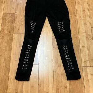 Black Faux Suede Corset Style Leggings
